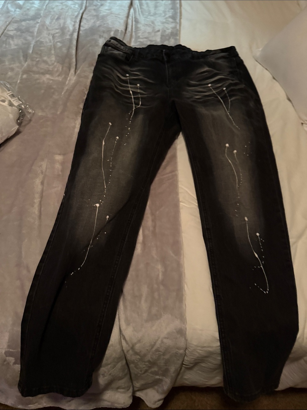 Black Paint-Splatter Men’s Jeans